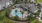 a pool surrounded by buildings